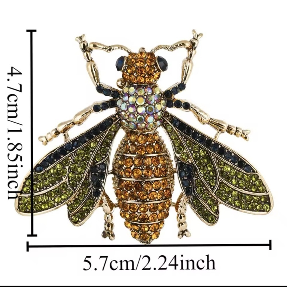 Bee Insect Hazel Crystal Brooch - Picture 4 of 9